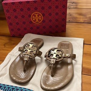 Tory Burch Miller Sandal. Metal Logo. Size 9.5